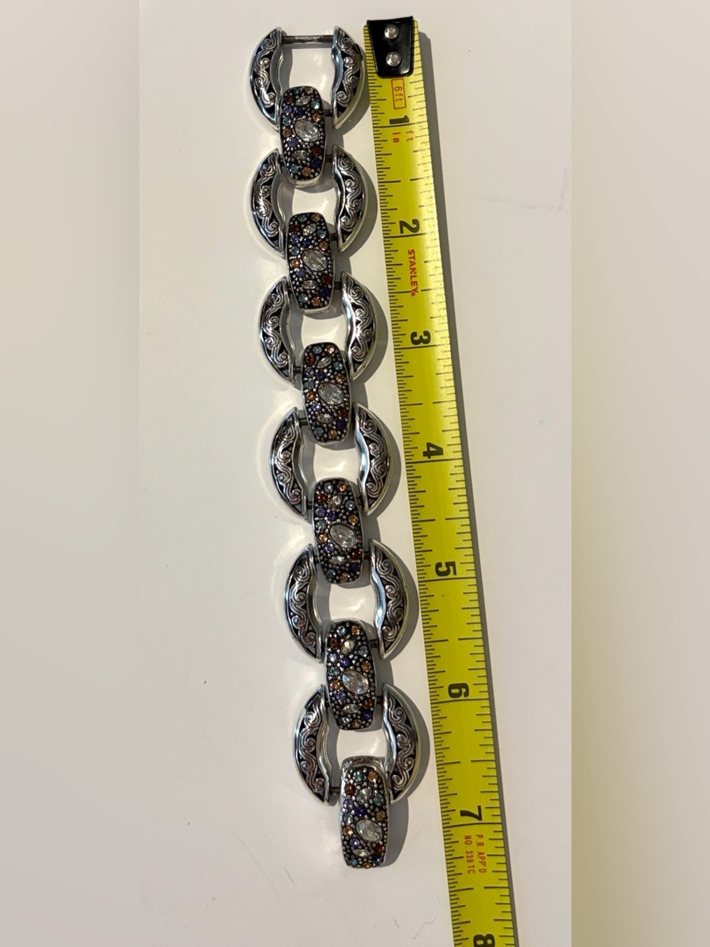 Brighton Jewelry Bracelet Crystal Voyage Chunky Link Bracelet Silver Crystals - Picture 10 of 13